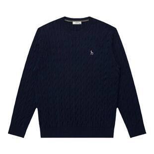 HAZZYS哈吉斯男装休闲时尚通勤个性圆领套头毛衣纯棉针织衫毛衫