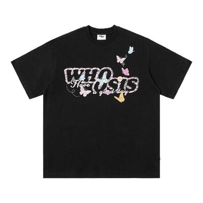 【沈月同款】WHOOSIS（不知其名）清新蝴蝶短袖t恤潮牌情侣男女夏