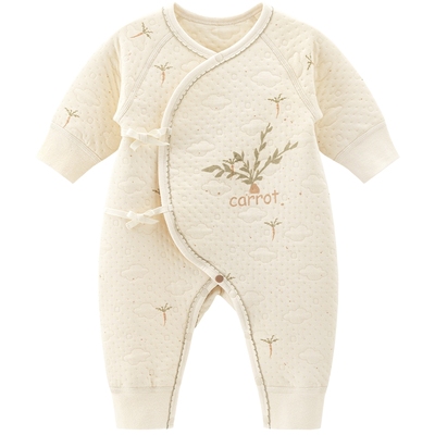 乖奇熊新生儿宝宝夹丝棉连体衣