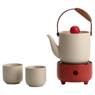 宜集堂Qusong中古风撞色功夫茶具套装家用泡茶壶蜡烛保温年轻人