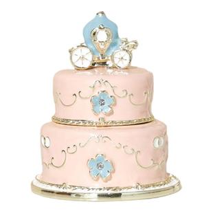 创意礼品珐琅粉色马车蛋糕首饰盒戒指盒女友生日礼物家居摆件