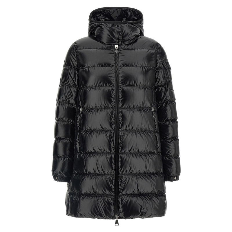 MONCLER 女士 Courcelles 黑色连帽中长羽绒服 26秋冬 意大利代购