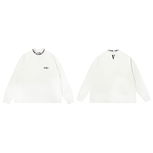 VLONE SS24 心电图刺绣logo 提花半高领 重磅宽松长袖T恤情侣款