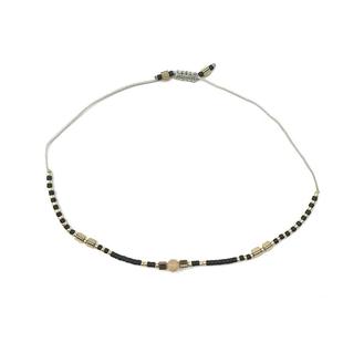 VIKIKO【平安】串珠天然波斯湾灰玛瑙细小手链黑色珠串简约手绳