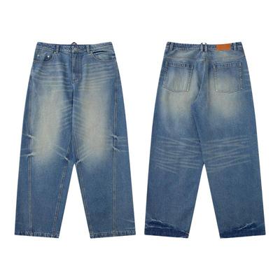 TreesBasic做旧洗水全棉竹节肌理复古经典直筒牛仔裤休闲裤2025新