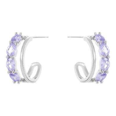 紫色设计感耳环女新款