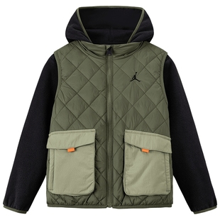 Jordan儿童装装男童夹克棉马甲2件套2025冬季新款中大童保暖外套