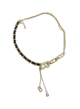 小香风拼接字母编织韩版毛衣链