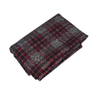 经典学院风红黑格子带衬90%羊毛毛呢布料外套披风大衣设计师面料A