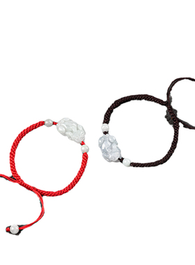 天然缅甸A货翡翠玉貔貅手绳女款手工编织手链本命年红色男士