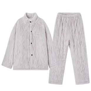 RoseTree情侣睡衣套装冬季珊瑚绒加绒加厚保暖家居服男女款可外穿