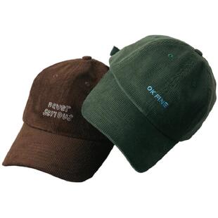 Katalogue灯芯绒棒球帽男刺绣文字鸭舌帽女简约潮流