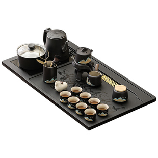 2026新款马到成功全自动一体茶盘家用办公室黑陶功夫茶具套装茶台