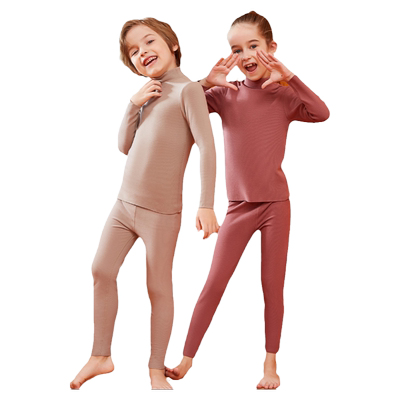 高领儿童保暖内衣套装加绒加厚