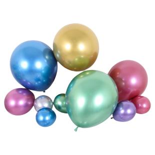 重金属色5寸10寸18寸铬金属色银色无色差不规则造型气球链布置