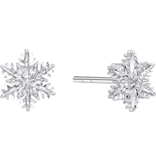 潮宏基铂雅铂金耳钉PT950耳饰白金高级感轻奢霜降雪花新年礼物女