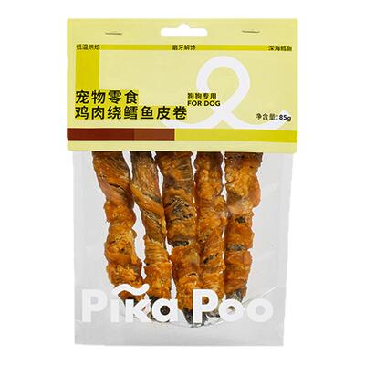 匹卡噗鸡肉绕鳕鱼皮卷磨牙棒大中小型犬宠物解馋耐咬狗狗营养零食