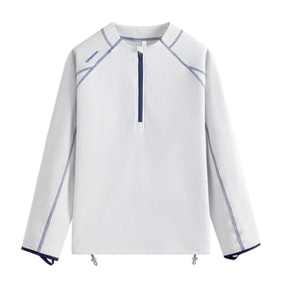 迈特优防晒运动长袖男女款春季国潮华夫格卫衣半拉链宽松情侣t恤