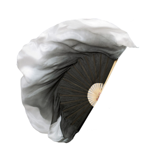 原版水墨真丝舞蹈扇黑白渐变古典舞书简舞独舞加长胶州秧歌演出扇