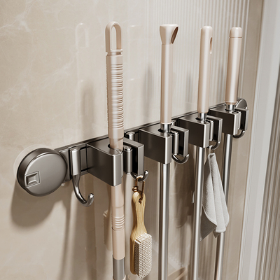 吸盘拖把壁挂夹免打孔扫把固定挂架卫生间浴室拖把夹子挂钩置物架