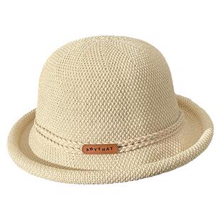 帽子女英伦复古圆顶渔夫帽韩版百搭法式赫本风礼帽春秋季卷边盆帽