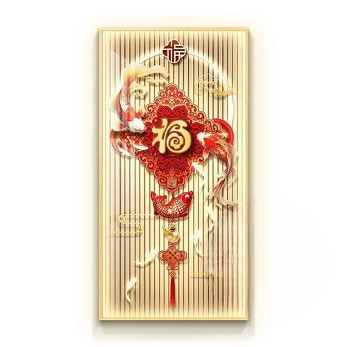 LED玄关装饰画 轻奢带灯走廊挂画 现代简约玄关装饰 九鱼图LED壁