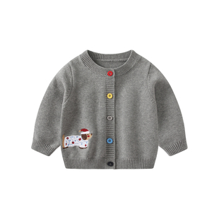波步男宝宝外套春装新款婴儿毛衣针织衫上衣男童百搭长袖外穿衣服