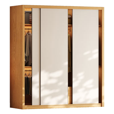 全实木橡木推拉门衣柜家用卧室