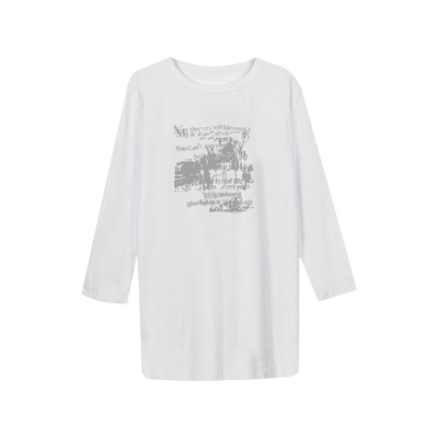 小个子美式白色长袖打底衫t恤女