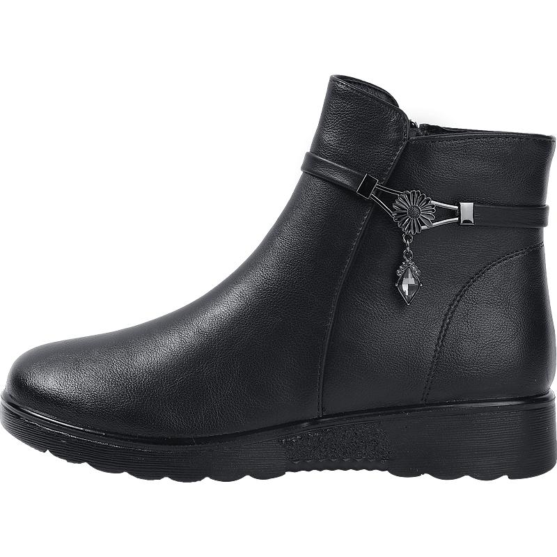 回力官方旗舰店妈妈鞋皮鞋女款2025新款秋冬中老年加绒棉鞋雪地靴