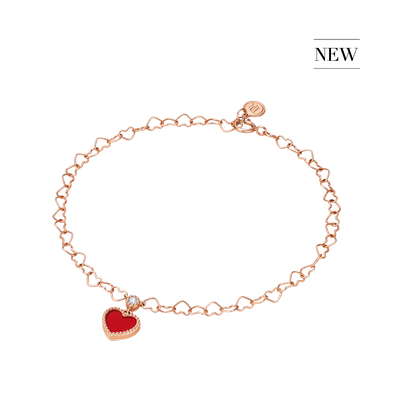 DR恋恋真心手链爱心红18K金钻石