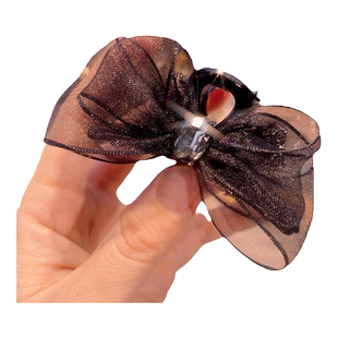 蝴蝶结发夹女小号刘海头发夹子2023新款高级感抓夹网纱镶钻发抓