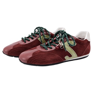 [樱桃饼干]莎莎苏春夏新款薄底撞色德训运动芭蕾鞋复古红轻便百搭