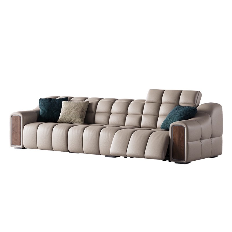 Mobeier 意式轻奢电动功能沙发现代简约直排三人位极简全真皮沙发