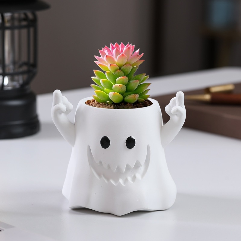 幽灵卡通树脂台桌摆件肉庭院灵感欧式植物装饰设计花盆可爱多