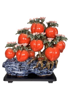 桃子寿桃仙桃福寿双全陶瓷摆件石湾公仔