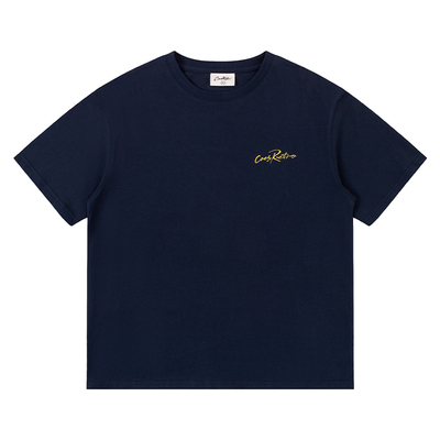 CoosRetro美式复古手绘水墨蛇年撞色印花宽松短袖夏男女百搭T恤