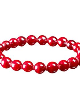 朱砂收藏级晶体软宝石圆珠手链