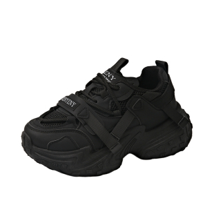 纯黑色老爹鞋女2026新款爆款夏季巨好看百搭内增高厚底轻便运动鞋