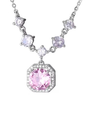 嘟嘟夫妇S925纯银项链超闪方钻