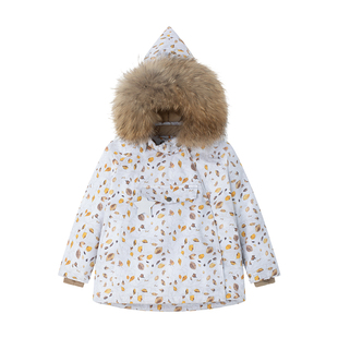 丹麦MINI A TURE童装25冬新男女小童防水保暖精灵帽印花夹克外套