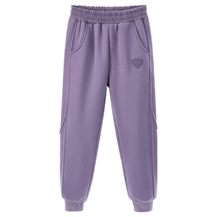 迪士尼女童加绒裤子2025新款一体绒儿童运动裤女孩儿童加厚卫裤冬