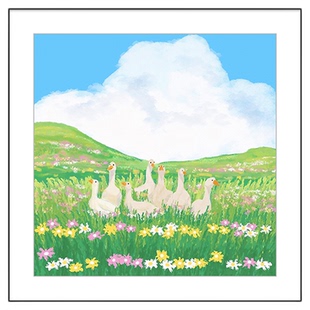 卧室治愈系装饰画儿童房壁画田园风小众艺术挂画桌面摆台装饰画