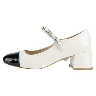 达芙妮玛丽珍女鞋2026新款春秋法式小皮鞋高跟鞋小香风粗跟单鞋女