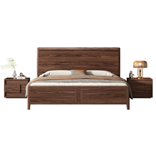 乌金木床1.8米主卧室双人大床1.5现代中式气压储物满铺榫卯实木床