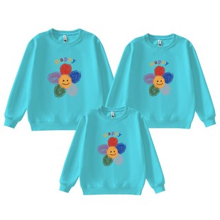 亲子装一家三四口春秋季卫衣2025新款母女装圆领秋冬班服定制外套