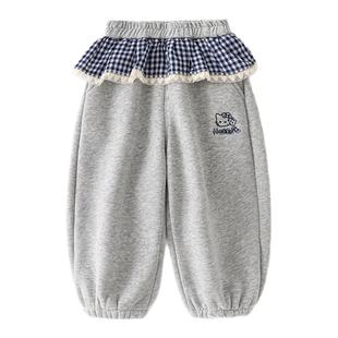 女童裤子2025新款儿童加绒灯笼裤宝宝冬季童装一体绒保暖外穿卫裤