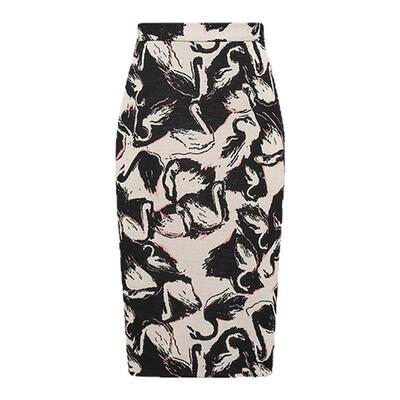 DVF黑白色动物印花铅笔裙