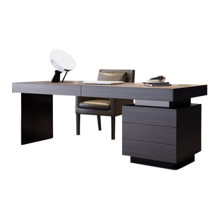 意式轻奢实木书桌收纳柜一体写字桌多功能电脑桌办公室办公桌