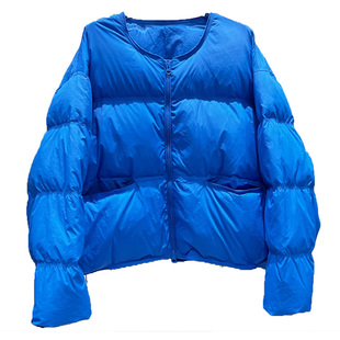 2025年新款羽绒服女小面包服小个子短款韩版宽松圆领无领时尚外套